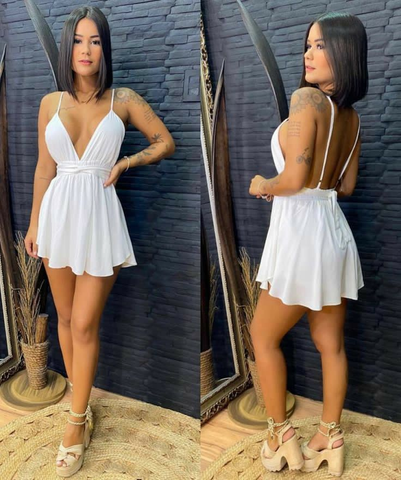 Backless A-line White Homecoming Dress White Party Dress Y4017