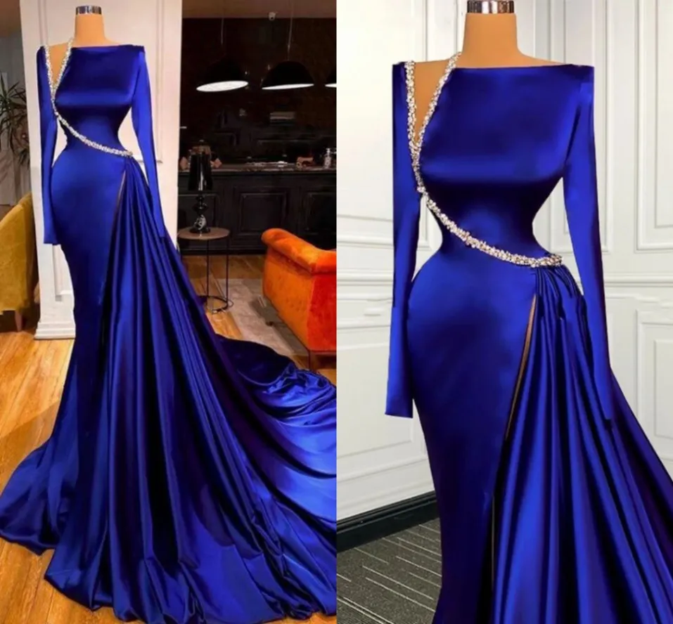 Elegant Modest Royal Blue Evening Dresses Y4193