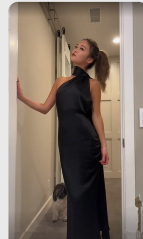 Elegante vestido de fiesta largo negro sin espalda Vestido de noche negro Y7426
