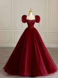 Burgundy evening dress long elegant evening gown for women Y6601 by simplepromdress