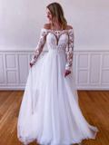 White lace tulle long prom dress, white lace tulle evening dress Y251 by simplepromdress