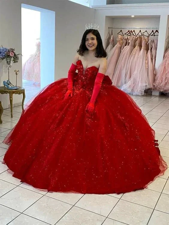 Red Quinceanera Dresses Sweetheart Lace Appliques Sweet 16 Dress Ball Gowns Y179 by simplepromdress