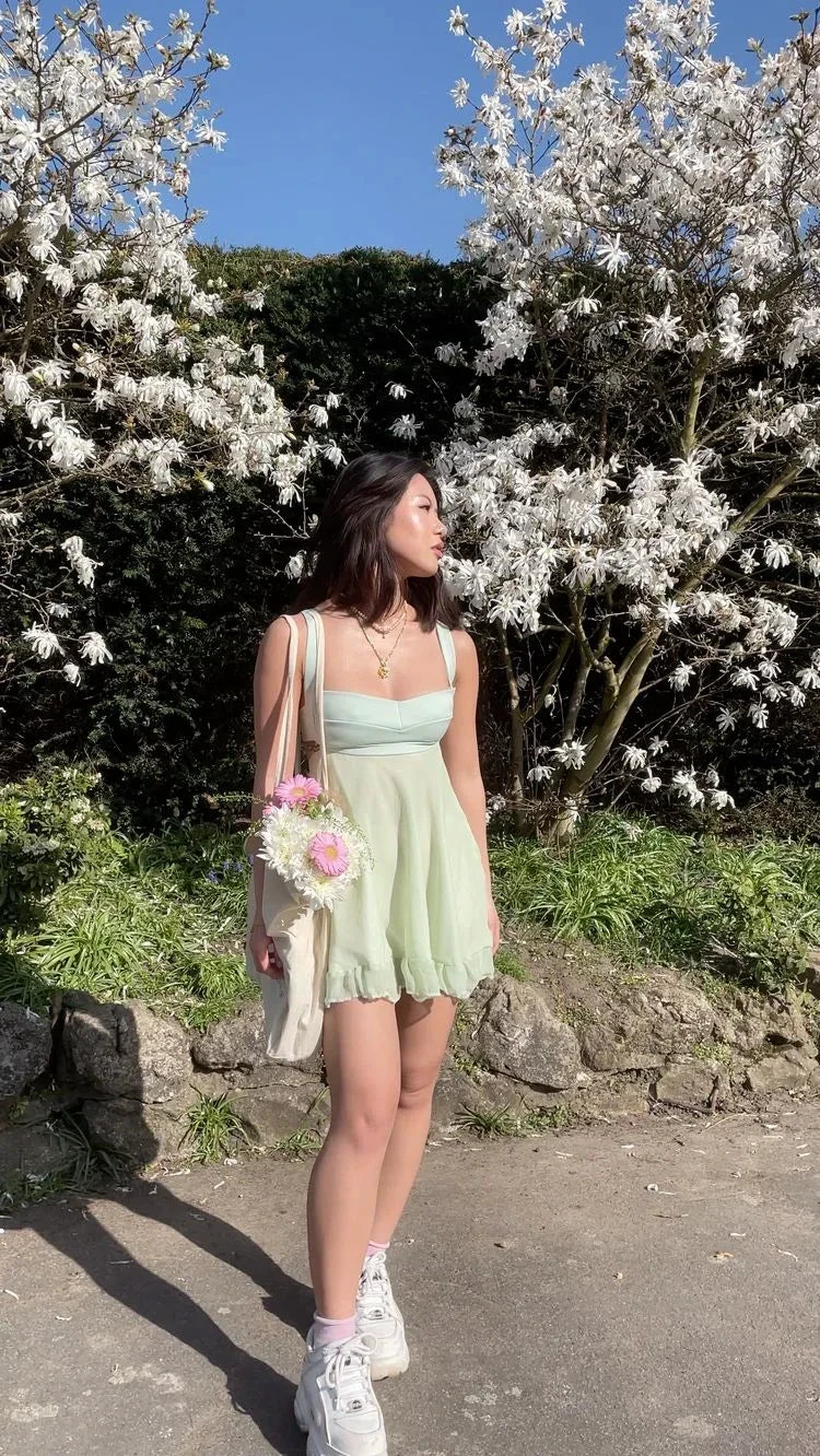 Green A-line Mini Homecoming Dress Backless Party Dress Y2510 by simplepromdress