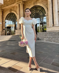 Retro Style White Midi-length Wedding Dress,Engagement Dress Y5257 by simplepromdress