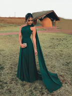 Green Chiffon One Shoulder Evening Dress Y5774 by simplepromdress