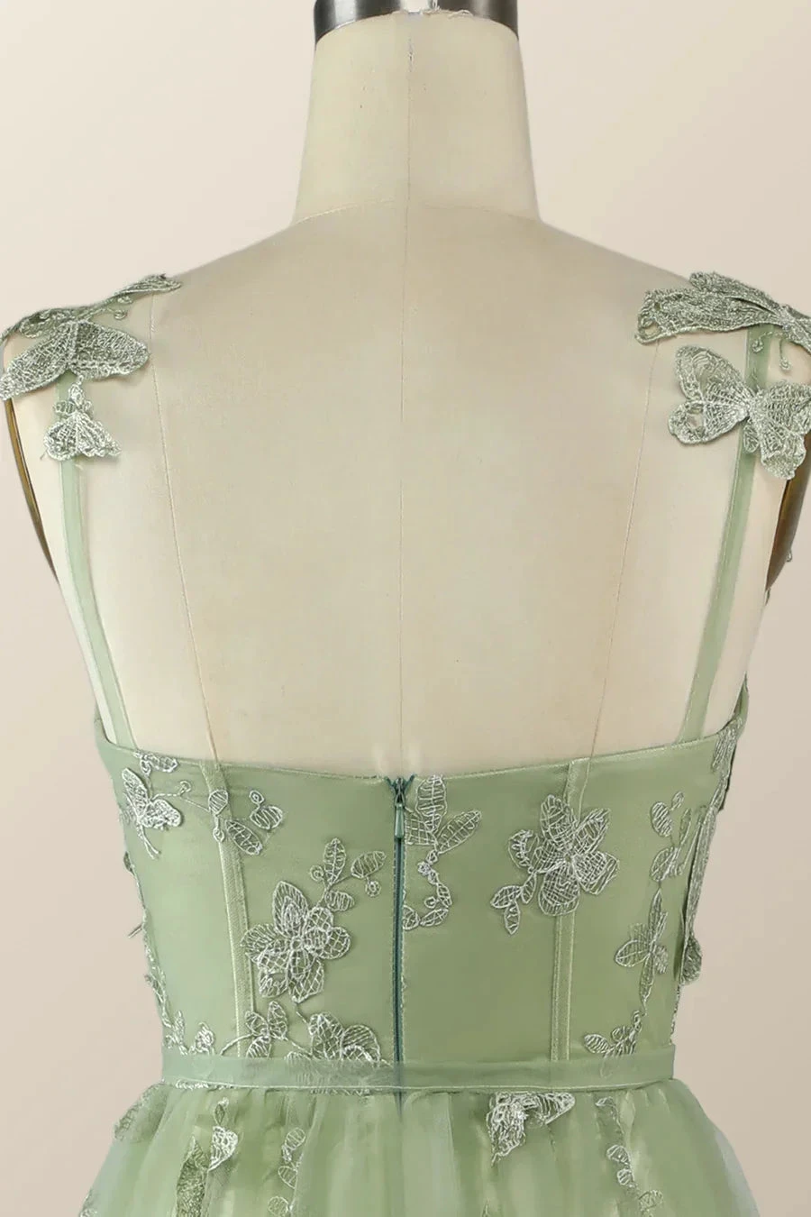Sage Green Butterfly A-line Long Formal Dress Evening Dress Y2801 by simplepromdress