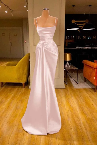 Charming Burgundy Spaghetti Straps Pleated Mermaid Prom Dress Long Evening 6868