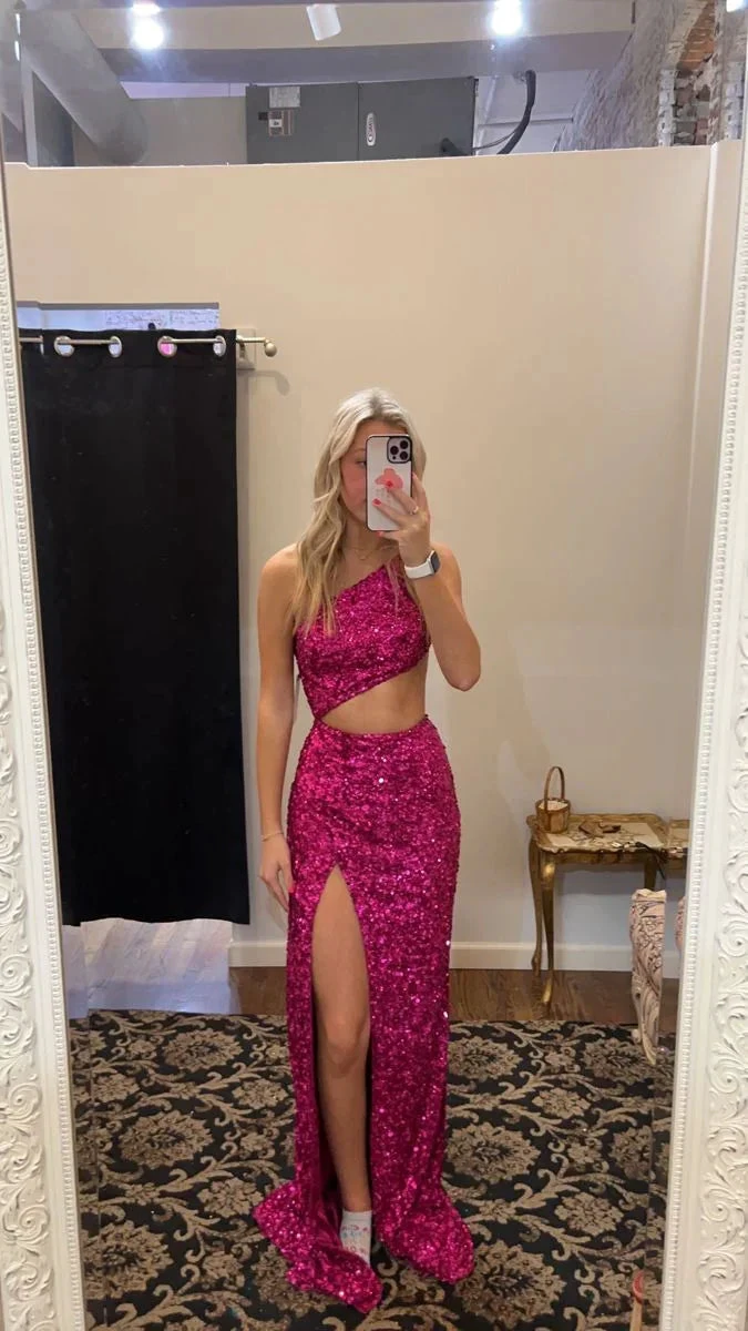 Glitter Sequins Long Prom Dress with Split,Evening Gown Y2942 by simplepromdress