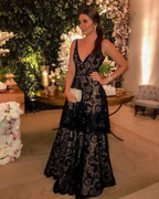 Sexy V-neck Lace Floor Length Long Evening Dress Y6036 by simplepromdress