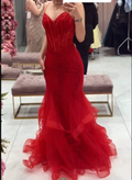 Charming Red Mermaid Evening Dress Red Pageant Dress Y5954 by simplepromdress