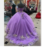 Women's Puffy Dress with Appliques Light Purple Ball Gown Y1091 by simplepromdress