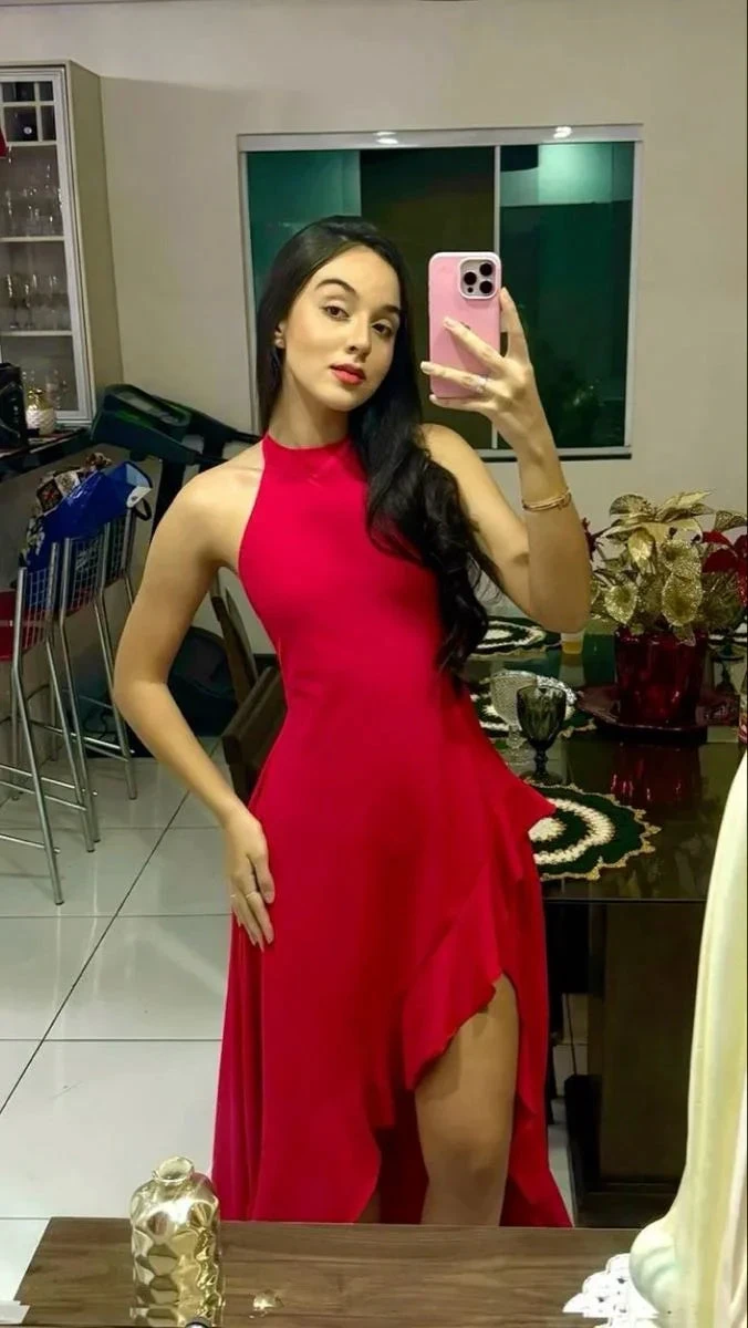 Red Sleeveless Slit Ruffles Prom Dress Evening Dress Y7788 by simplepromdress