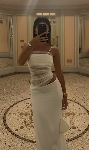 Sexy White Tight Evening Dress Aesthetic Outfit Dress Y4664