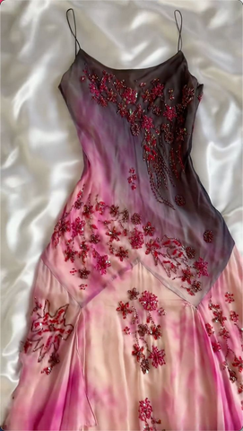 Gorgeous Spaghetti Straps Chiffon Beaded Evening Dress Mermaid Prom Dress Y8222