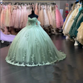 Sage Green Quinceanera Dresses Lace Off-Shoulder Sweet 16 Birthday Party Dress,Sage Green Ball Gown ,Y2421 by simplepromdress