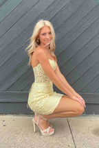 Lace-Up Appliques Strapless Sheath Homecoming Dress Y2490 by simplepromdress