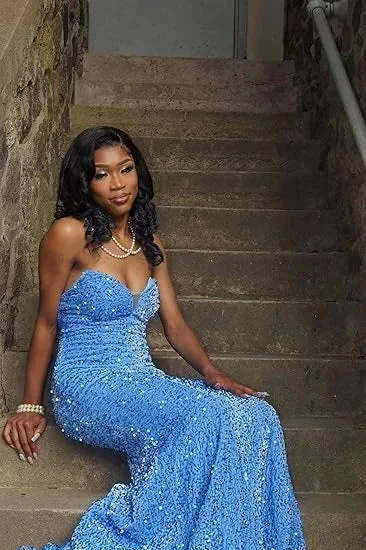 Glitter Royal Blue Mermaid Prom Dress Royal Blue Evening Dress Y5629 by simplepromdress