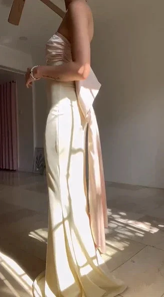 Classy Strapless Mermaid Long Prom Dress Evening Dress With Bow Y8499 by simplepromdress