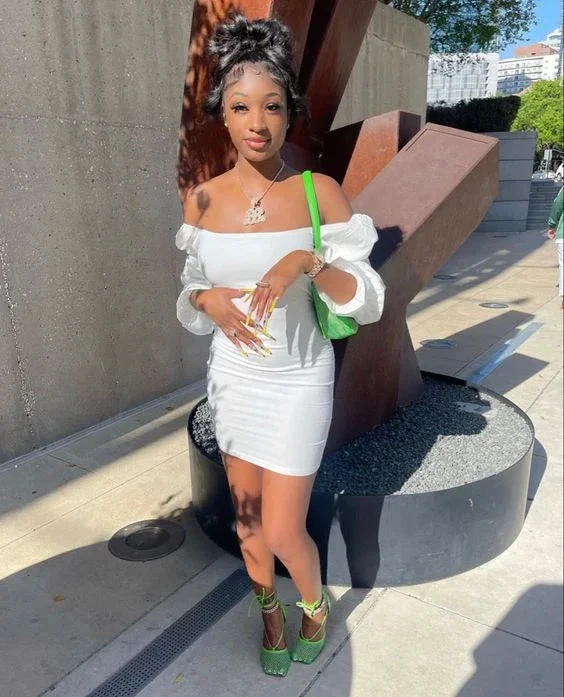 White Off The Shoulder Homecoming Dress Sexy White Dress Y2156 by simplepromdress