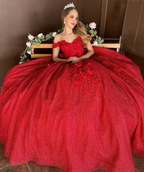 Bling Sequin Sweet 16 Quinceanera Dresses with 3D Applique,New Arrival Ball Gown Y1228 by simplepromdress