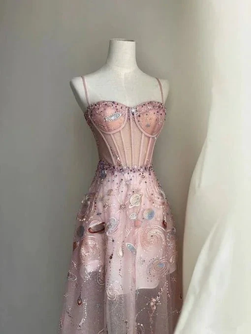 Sexy Pink A-line Prom Dress Pink Evening Gown Y6541 by simplepromdress