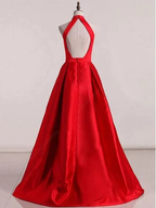 Sleeveless Halter Open Back Prom Dresses A Line Satin Evening Dresses Y941 by simplepromdress