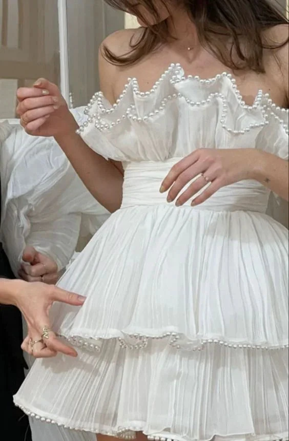 White Short Party Dress Homecoming Dress Y5971 by simplepromdress