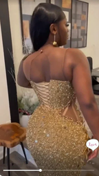 Luxurious Gold Sequins Appliques Evening Dress Mermaid Prom Dress Y7880 by simplepromdress