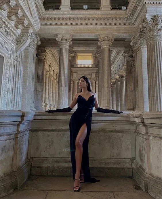 Simple Black Sweetheart Neckline Prom Dress Black Evening Gown Pageant Dress Y6355 by simplepromdress