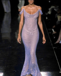 Sparkly Off The Shoulder Mermaid Evening Dress Lilac Sequins Prom Dress Y8220 by simplepromdress