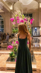 A-line Square Neckline Green Evening Dress Modest Formal Gown Y692 by simplepromdress