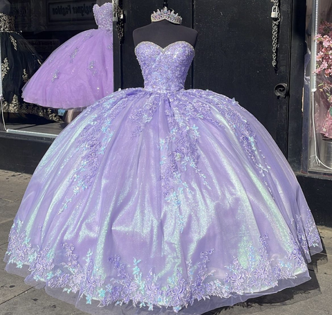 Prinzessin Spitze Lavendel Quinceanera Kleid Ballkleid Sweet 16 Kleid Y2119