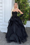 Qiara |A Line Sweetheart Black Long Prom Dress with Beading by KissProm