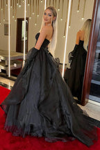 Qiara |A Line Sweetheart Black Long Prom Dress with Beading by KissProm