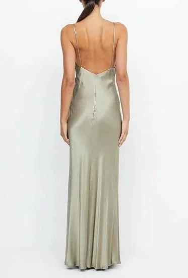 Sexy V Neck Yellow Satin Evening Dress Long Prom Dress Y7882 by simplepromdress