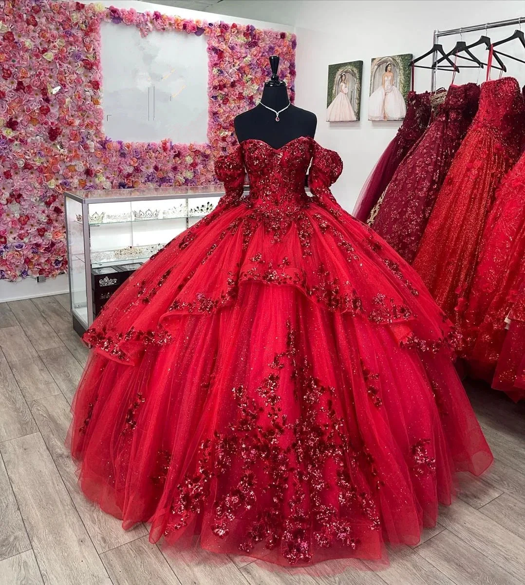 Luxurious Red Quinceanera Dresses,Red Ball Gown,Sweet 15 Dress Y4524 by simplepromdress