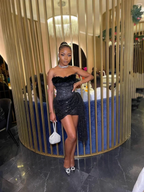 Black Strapless Mini Birthday Party Dress Homecoming Dress Y8132 by simplepromdress