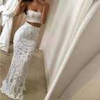 White Two Pieces Mermaid Wedding Dress Sexy Beach Wedding Dress Y1386 by simplepromdress