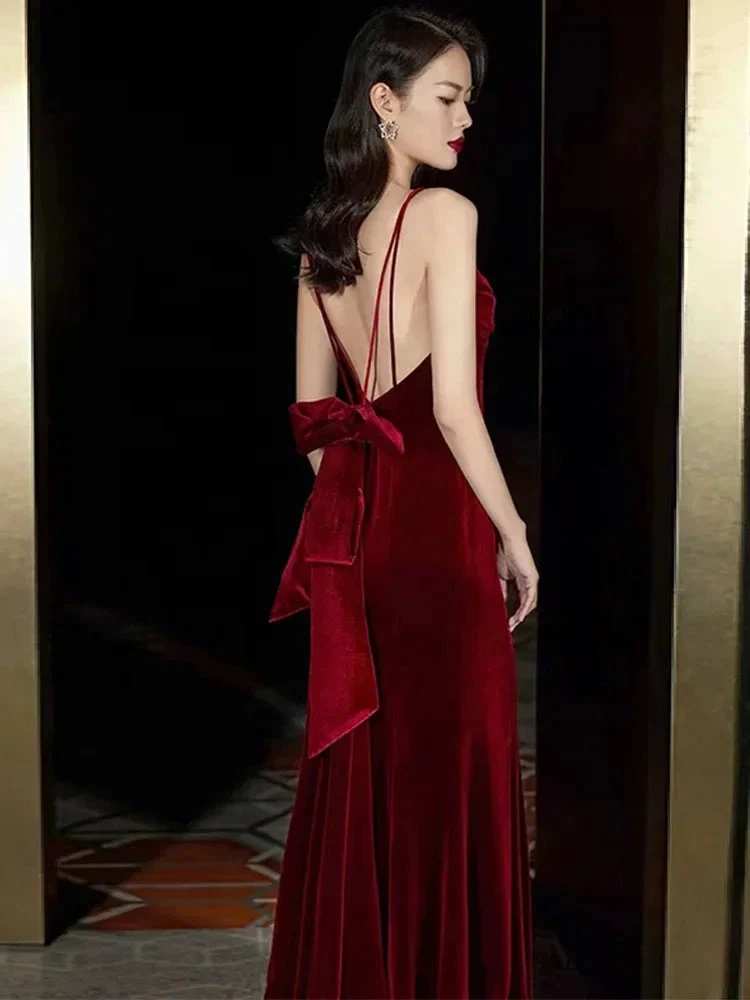 Maroon Mermaid Long Prom Dress,Charming Evening Dress Y1639 by simplepromdress
