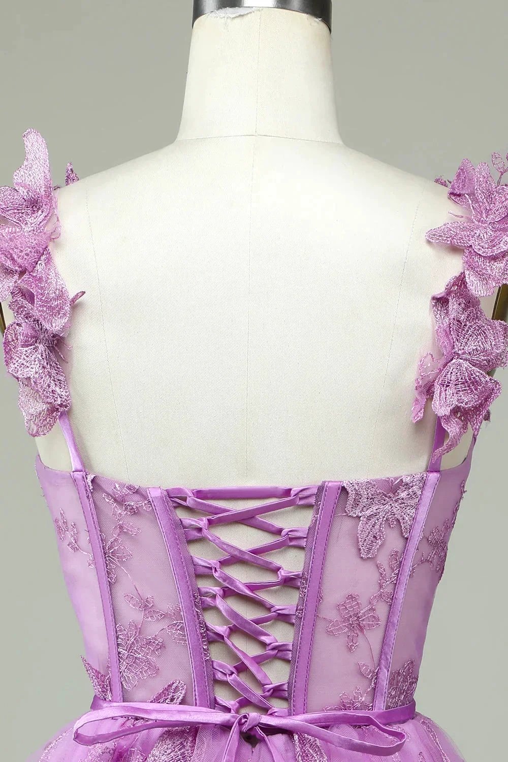Cute Purple A Line Corset Short Homecoming Dress with Appliques by WEDTREND