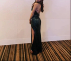 Sparkly Mermaid Spaghetti Straps Dark Green Sequins Long Prom Dresses With Split Formal Evening Gowns Y1460 by simplepromdress