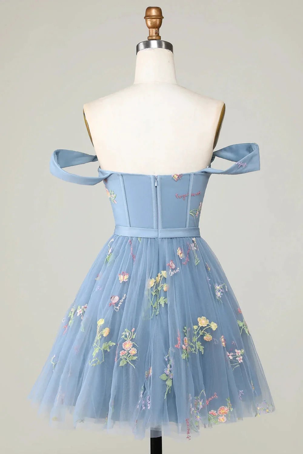 Cute Grey Blue A Line Sweetheart Short Homecoming Dress with Embroidery by WEDTREND