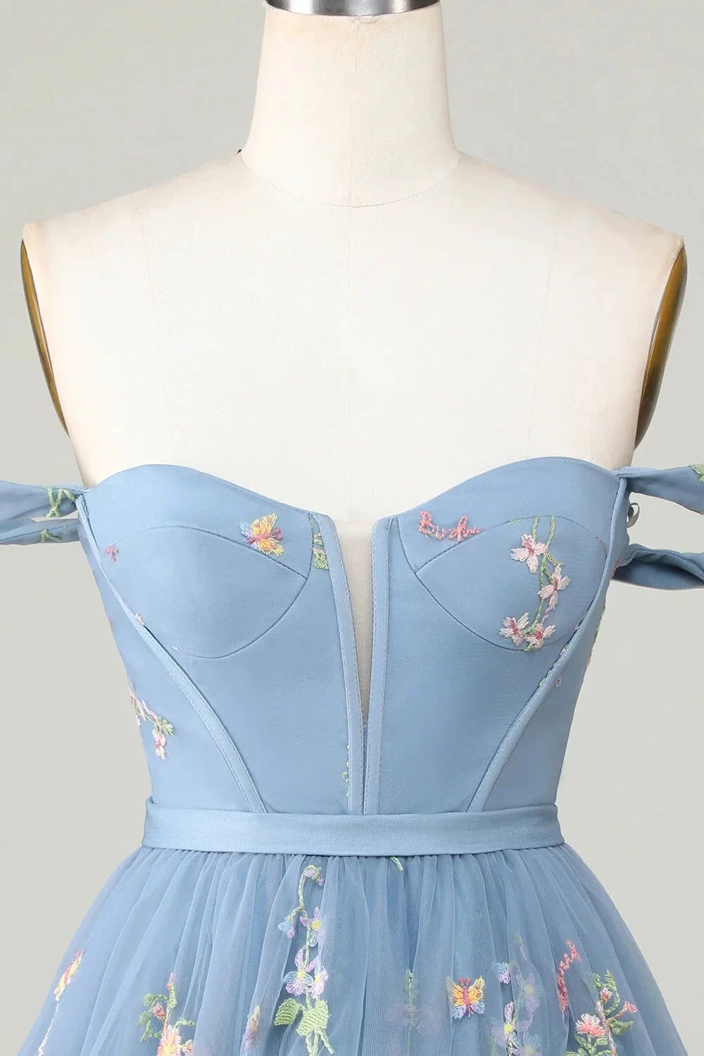 Cute Grey Blue A Line Sweetheart Short Homecoming Dress with Embroidery by WEDTREND