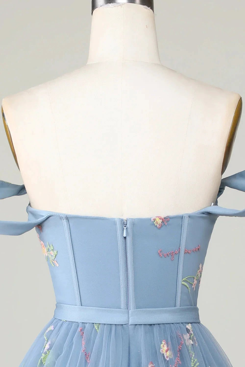 Cute Grey Blue A Line Sweetheart Short Homecoming Dress with Embroidery by WEDTREND