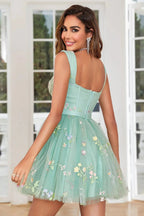 Cute Grey Blue A Line Sweetheart Short Homecoming Dress with Embroidery by WEDTREND