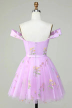 Cute A Line Sweetheart Purple Short Homecoming Dress with Embroidery by WEDTREND