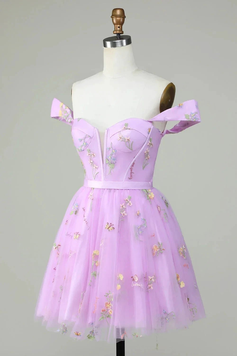 Cute A Line Sweetheart Purple Short Homecoming Dress with Embroidery by WEDTREND