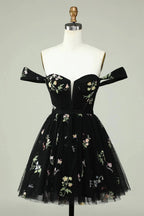 Cute A Line Sweetheart Purple Short Homecoming Dress with Embroidery by WEDTREND