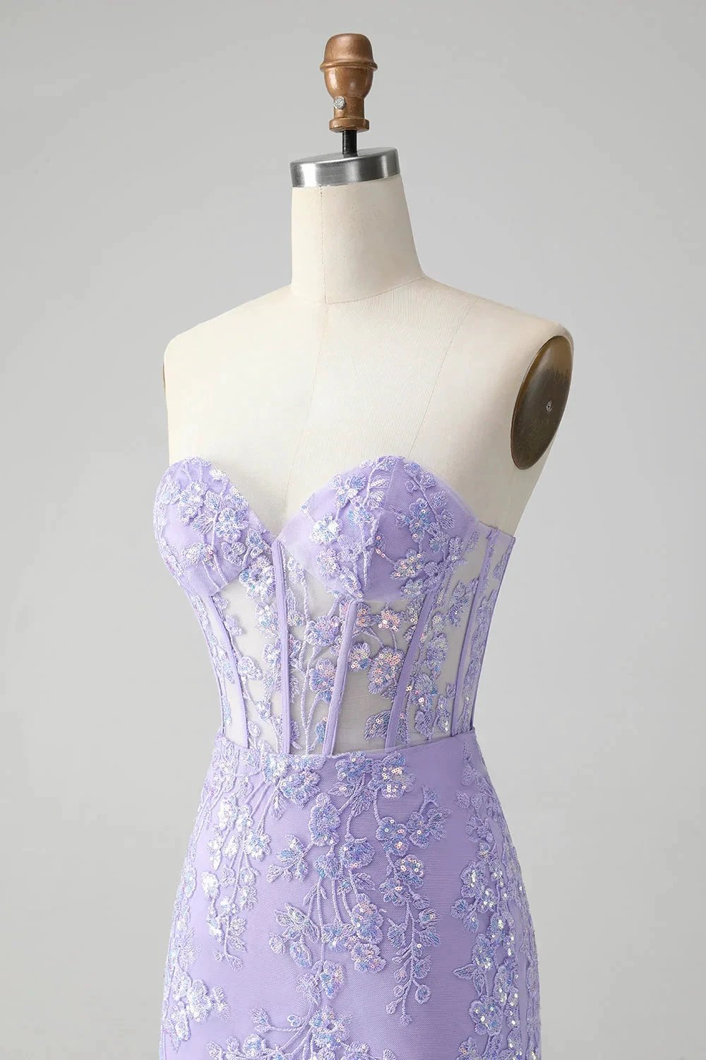 Classy Lilac Bodycon Sweetheart Corset Short Homecoming Dress with Sequins by WEDTREND