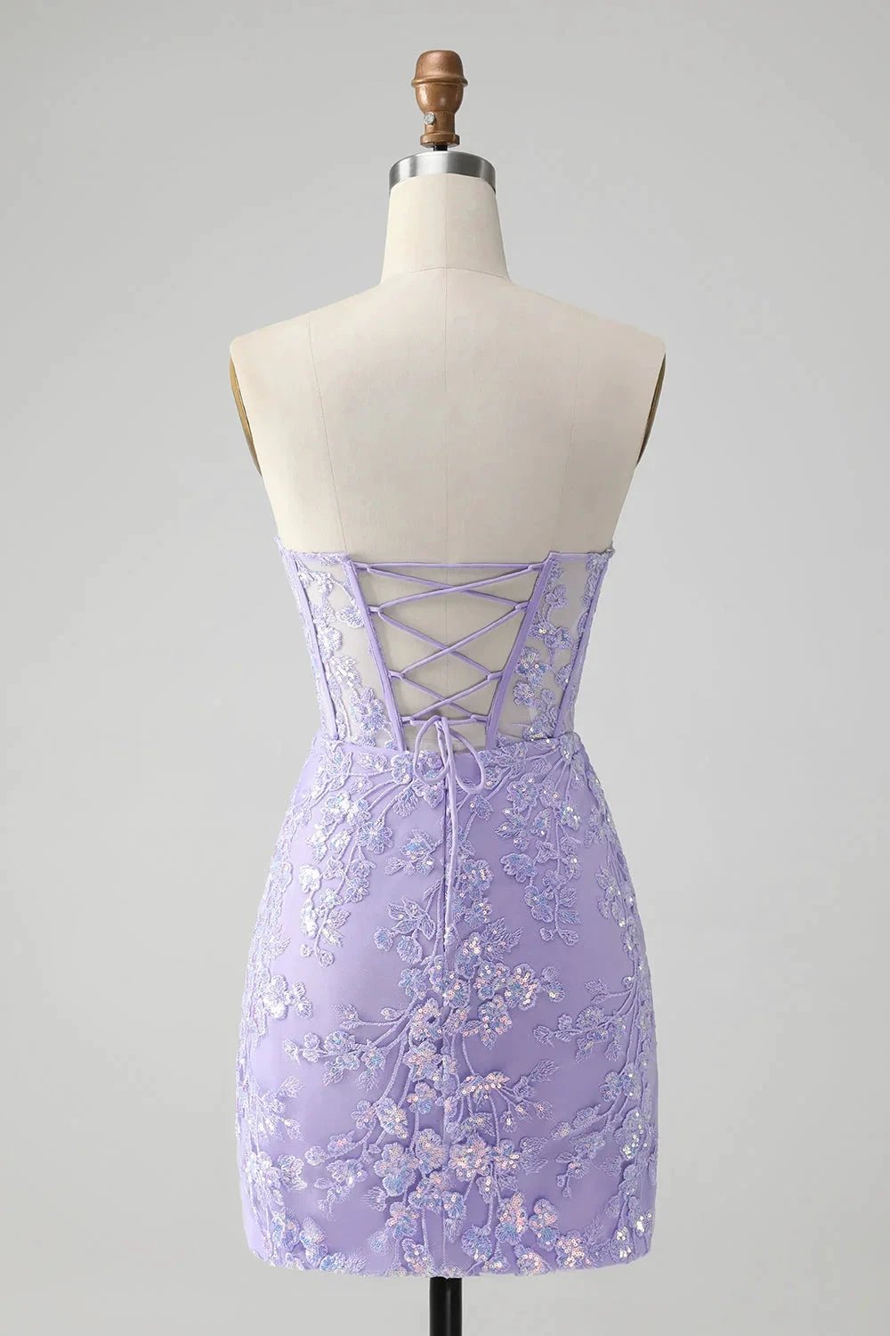 Classy Lilac Bodycon Sweetheart Corset Short Homecoming Dress with Sequins by WEDTREND
